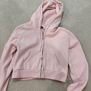 Pink cropped brandy zip up